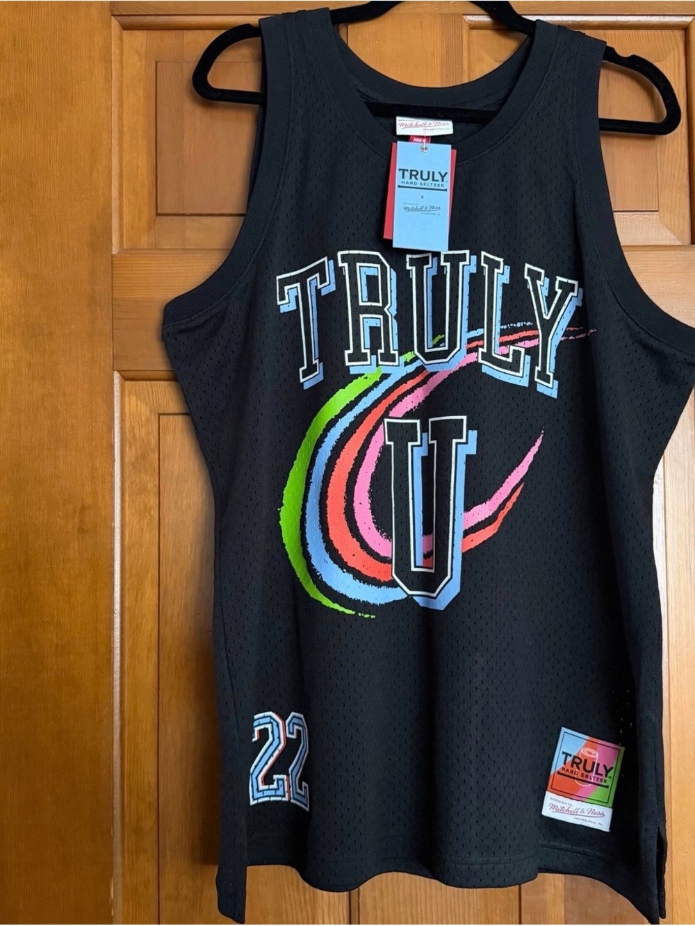 Mitchell & Ness Black Mesh Tank with Neon Swirl Graphic